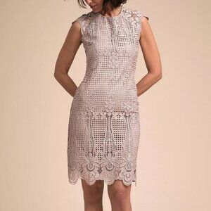 NWOT BHLDN/Anthropologie Belen Lace Sheath Cocktail Dress in Rose and Silver